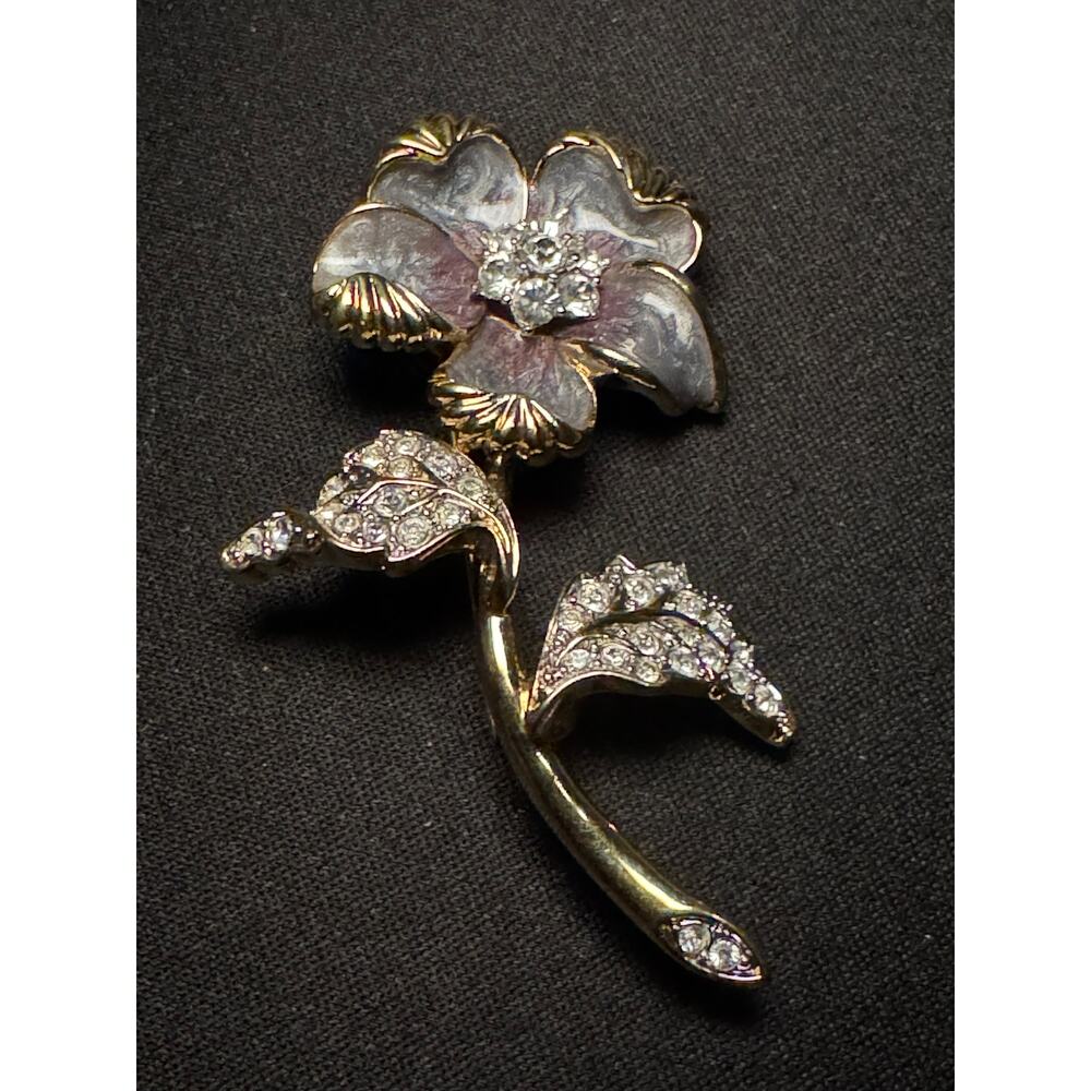 Nolan Miller Rhinestone Flower Brooch